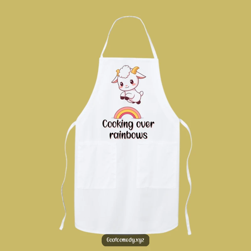 Funny Goat Rainbow Apron: Whimsical Chef Wear for a Perfect Gift