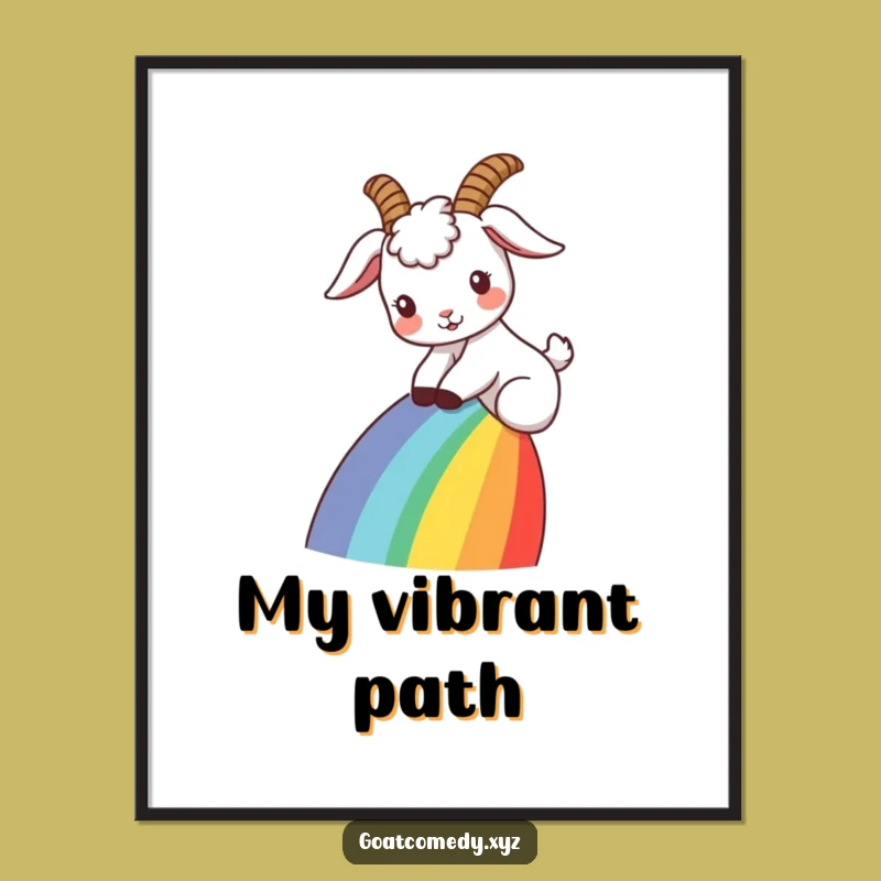 Funny Goat Rainbow Slide Digital Art: Instant Whimsy for Your Walls, Great Gift