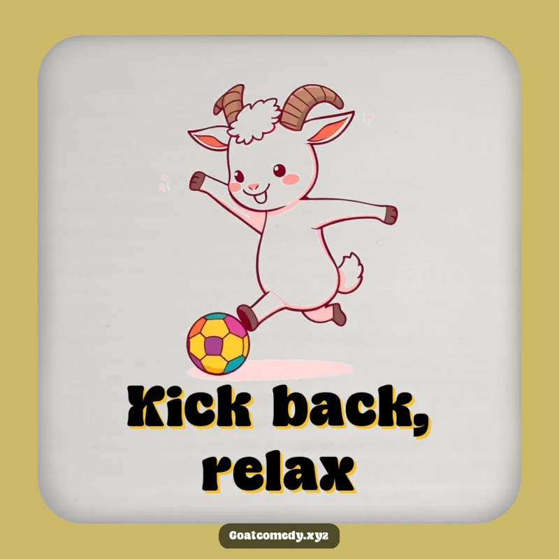 Funny Goat Kicking Ball Coaster: Protect Surfaces with Playful Art