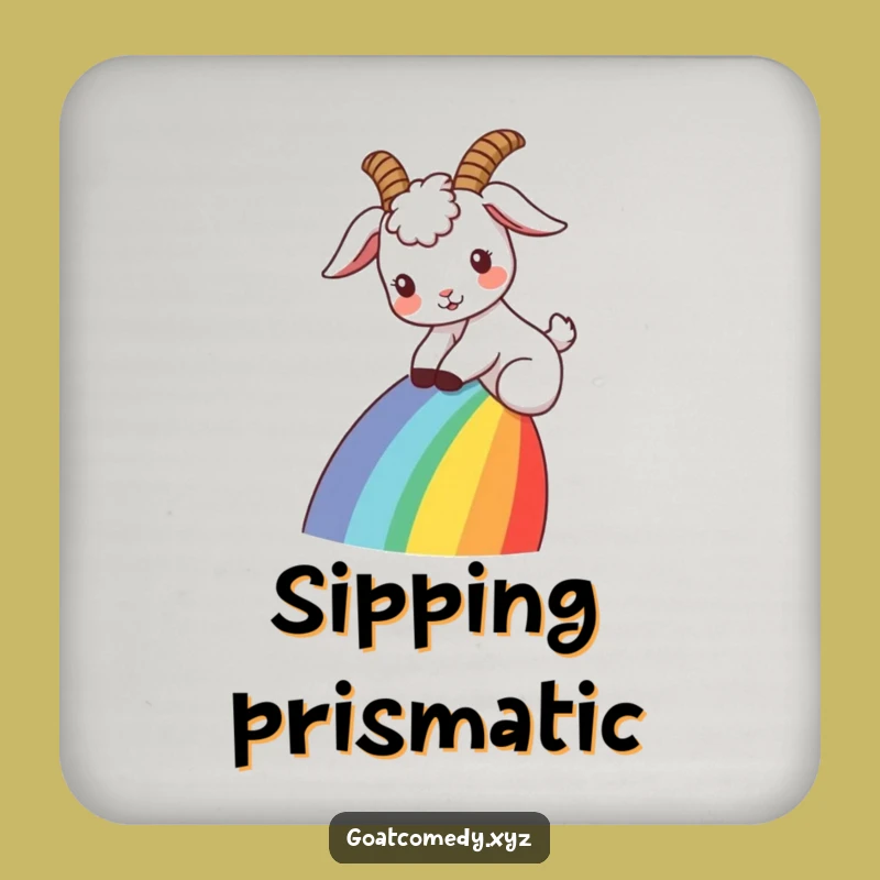 Funny Goat Rainbow Slide Coasters: Protect Surfaces with Magic and Humor