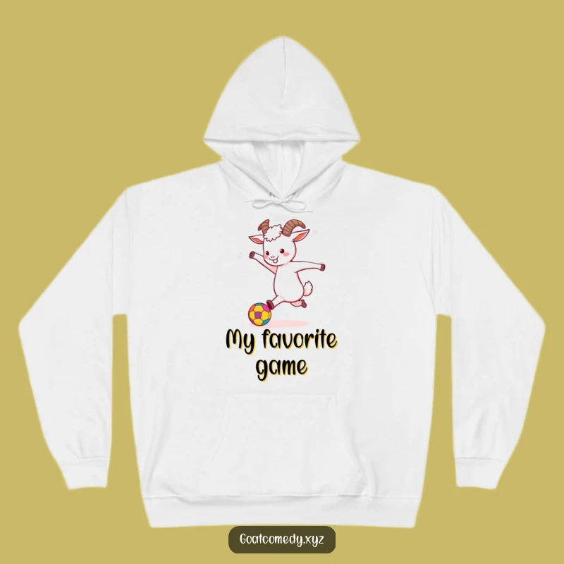 Funny Goat Kicking Ball Hoodie: Cozy Up with this Hilarious Playful Design