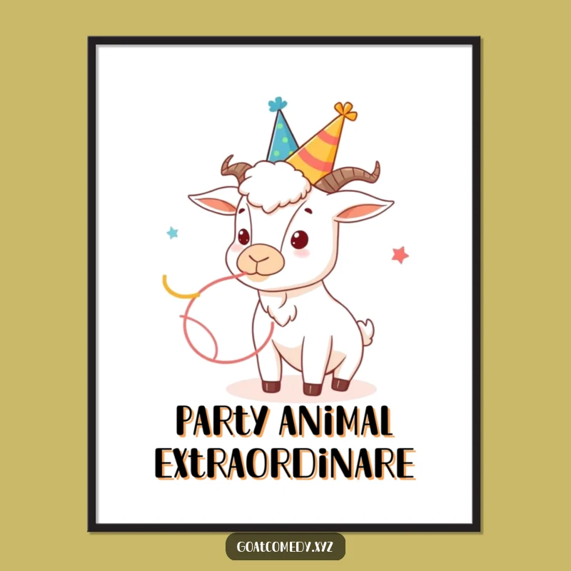 Free Printable Wall Art: Party Goat - Funny & Festive Downloadable Decor