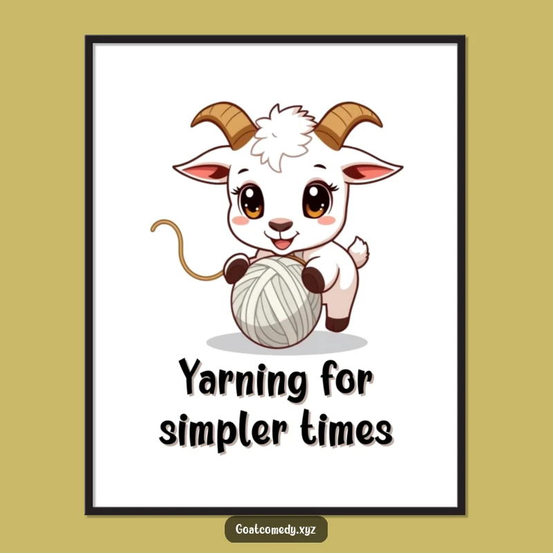 Free Printable Wall Art: Goat & Yarn Ball - Funny & Playful Downloadable Decor