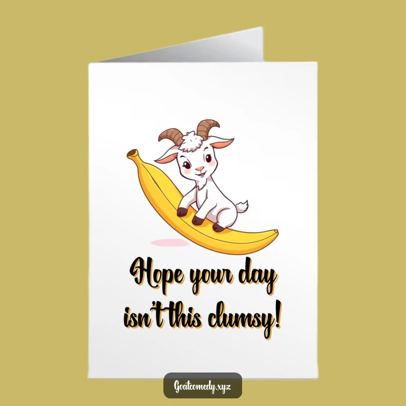 Free Printable Birthday Card: Goaty Slip, Banana Peel Fail, Funny Downloadable Gift