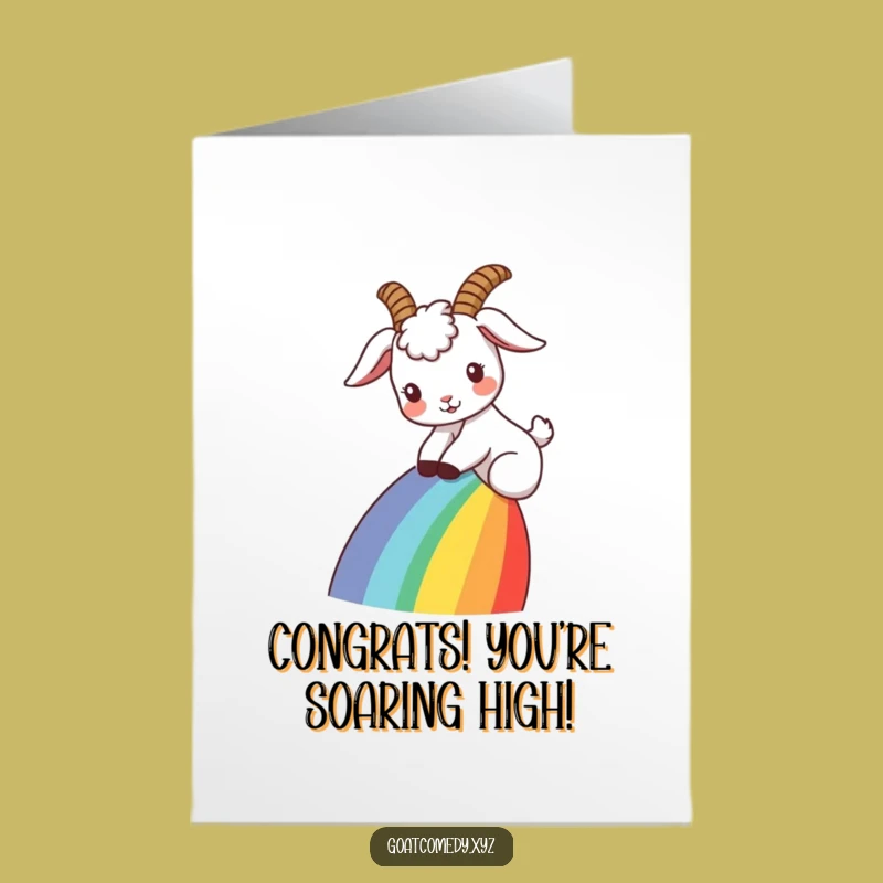 Free Printable Congrats Card: Goaty Rainbow Slide, Jubilant Ride, Funny Downloadable Gift