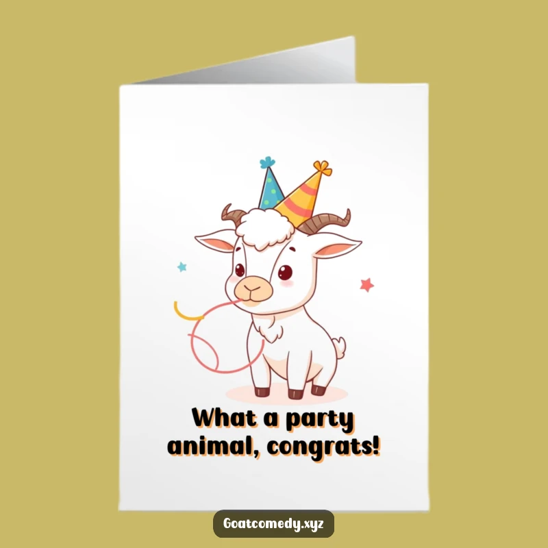 Free Printable Congrats Card: Party Goat - Funny Downloadable for Festive Cheers
