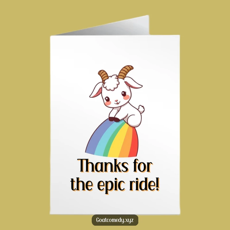 Free Printable Thank You Card: Goaty Rainbow Slide, Grateful Glide, Funny Downloadable Gift
