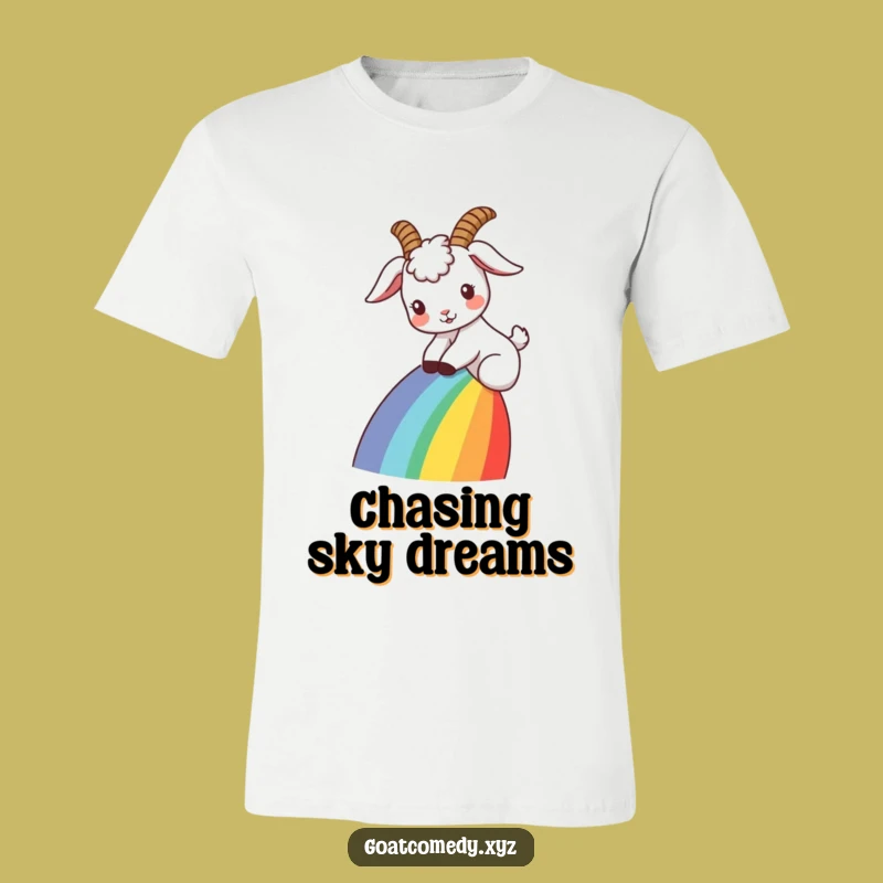 Funny Goat Rainbow Slide T-Shirt: Ride the Fun, Hilarious Whimsical Tee